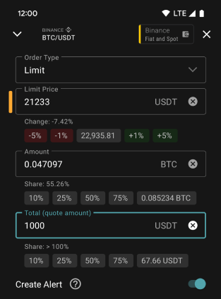 TabTrader order screenshot